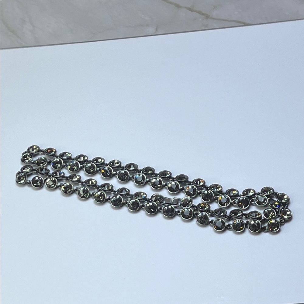 Vintage Givenchy Crystal Link Necklace Rhinestone Headlight Gunmetal- RARE - Picture 8 of 15